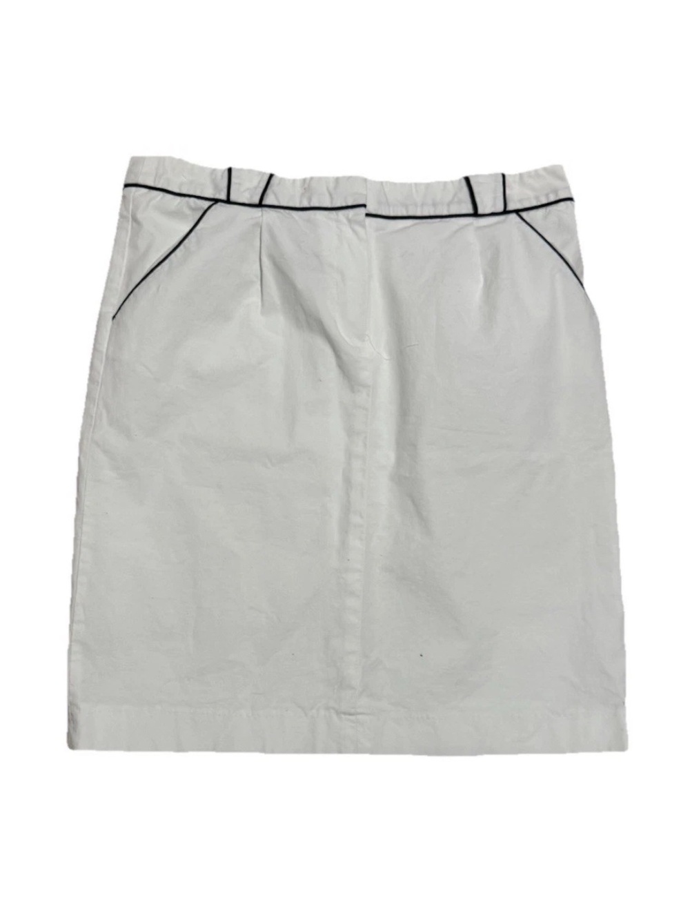 Willi Smith Womens Pencil Skirt Preppy retro 60s White And black Piping Trim 10